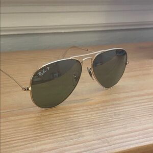 Ray-Ban Aviator Sunglasses - Polarized - Gold Frame with Dark Lenses